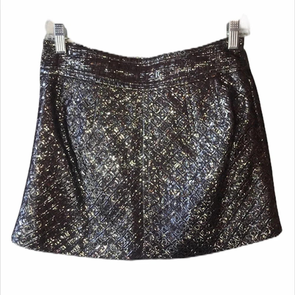 Express Design Studio Metallic Jacquard Mini Skirt 0 Y2K‎ Party Disco Glam Mod
